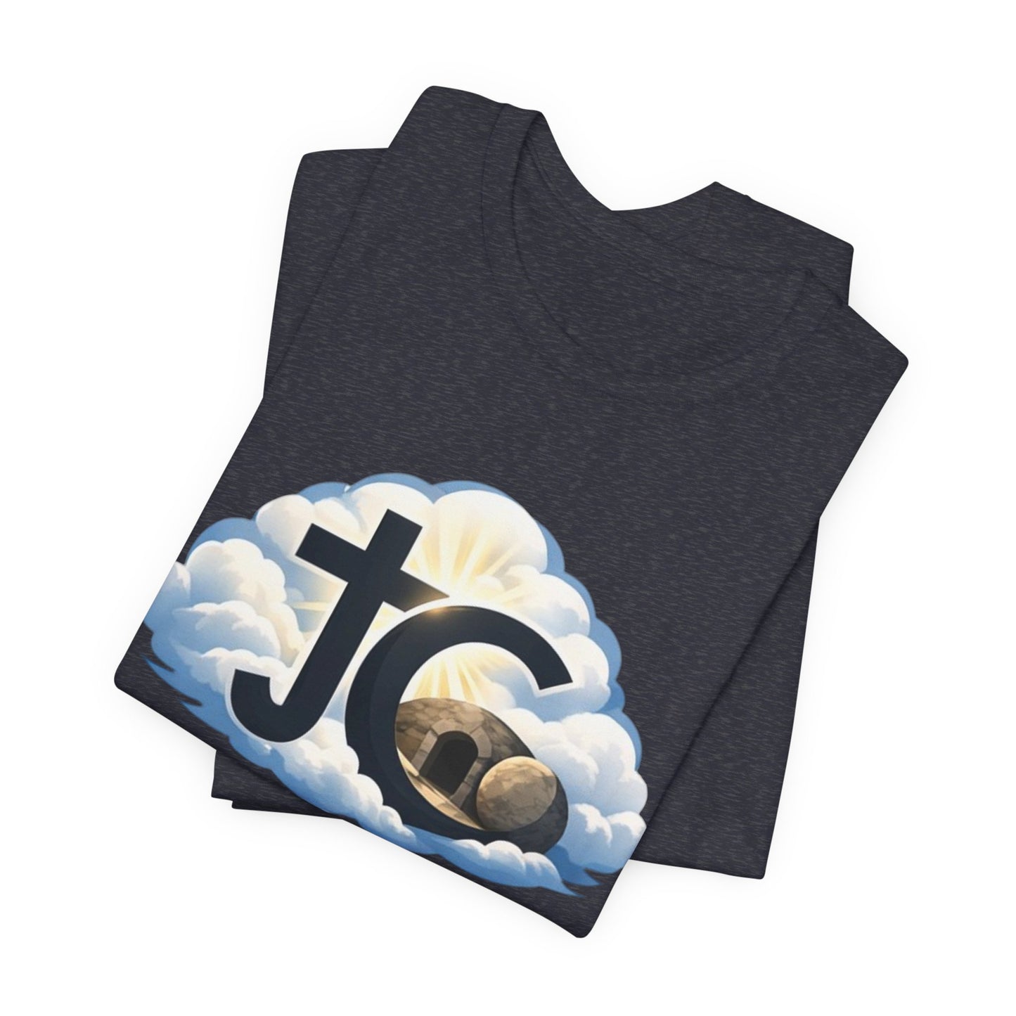 Jesus Christ (JC) Cross Tee — Crucified, Risen & Coming Again