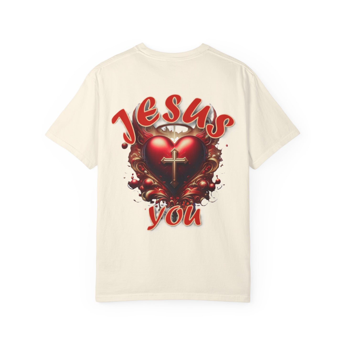 Christian Cross Heart Unisex T-shirt - Jesus Loves You Design