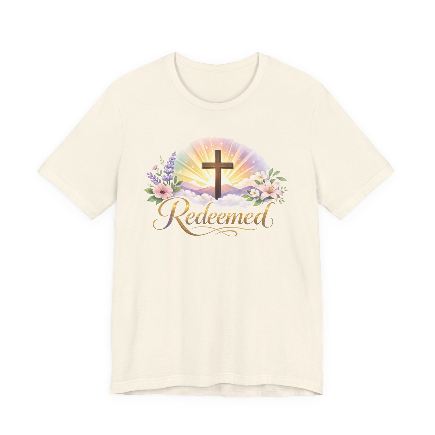 "Redeemed" Cross Floral T-Shirt — Christian Faith Tee