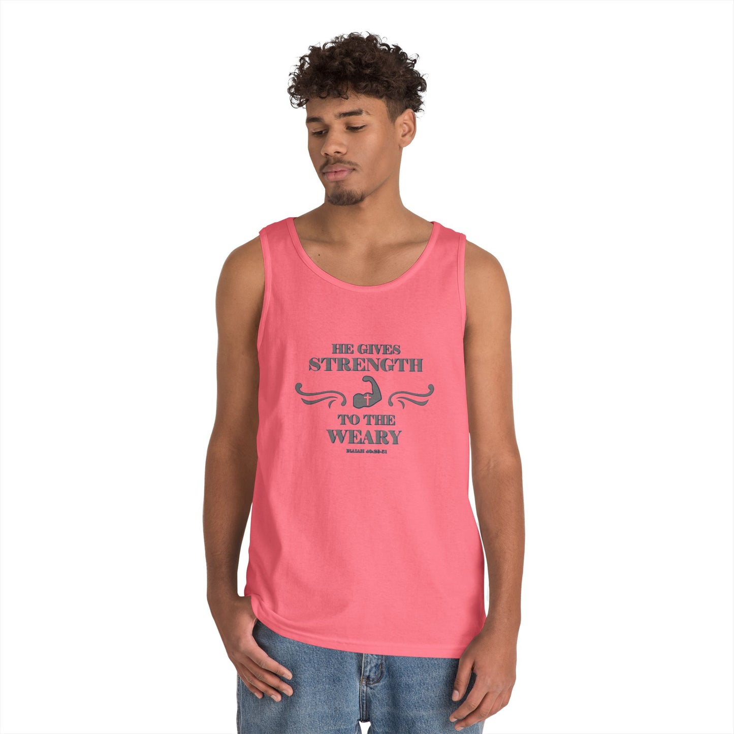 Tank Top - Bible Verse 'He gives Strength to the Weary' Isaiah 40:29-31