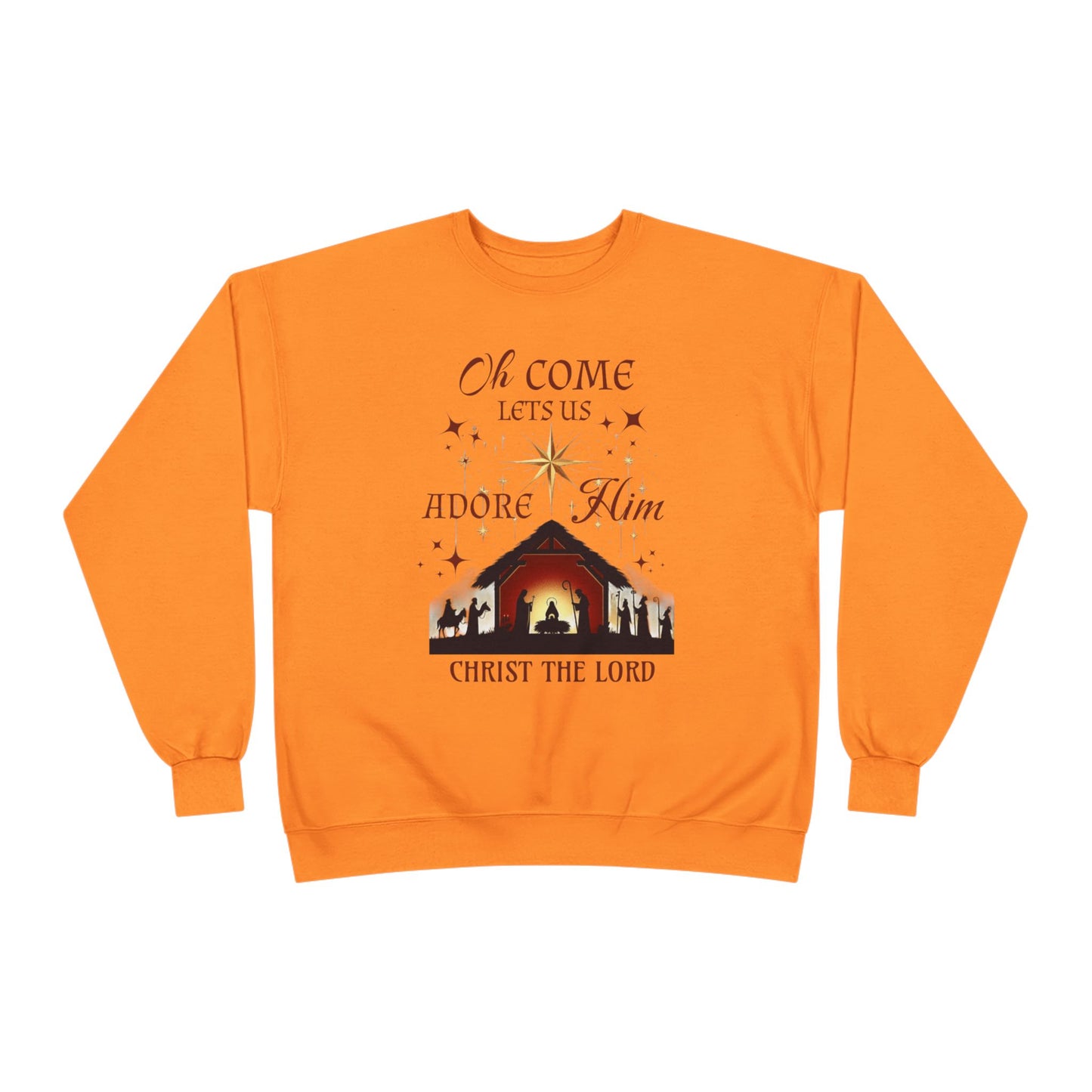 Christmas Nativity Unisex Sweatshirt with 'Oh come let us adore him, Christ the Lord' Design