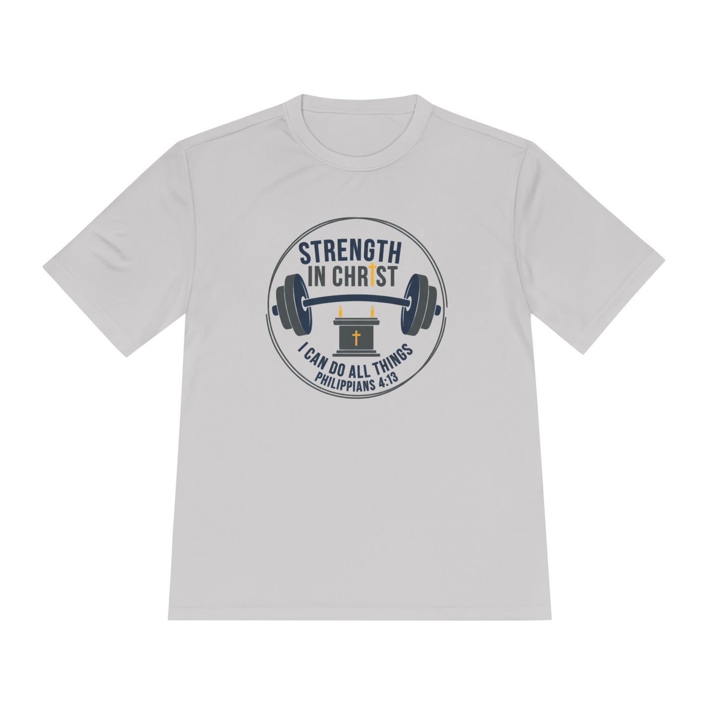 Philippians 4:13 'Strength in Christ' Moisture-Wicking Workout Tee
