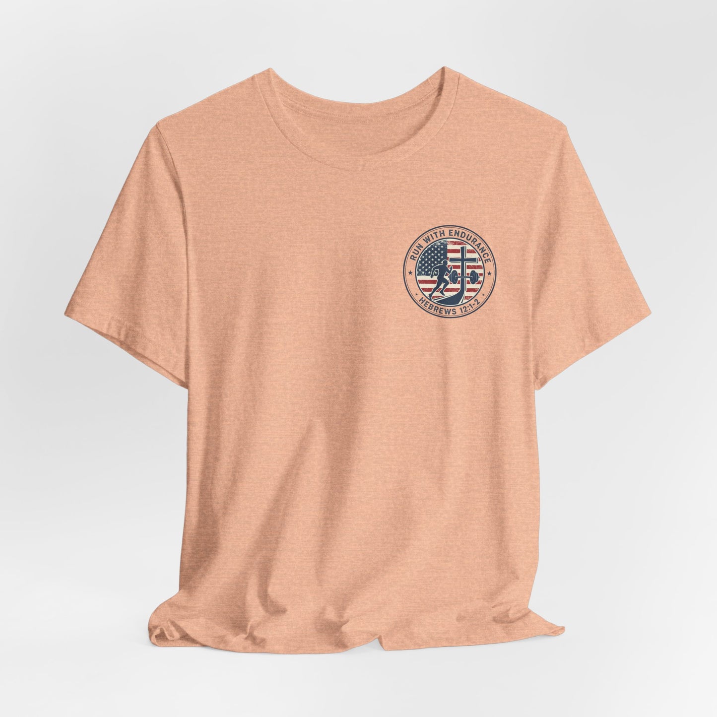 Hebrews 12:1-2 'Run With Endurance' T-Shirt — Inspirational Christian Tee