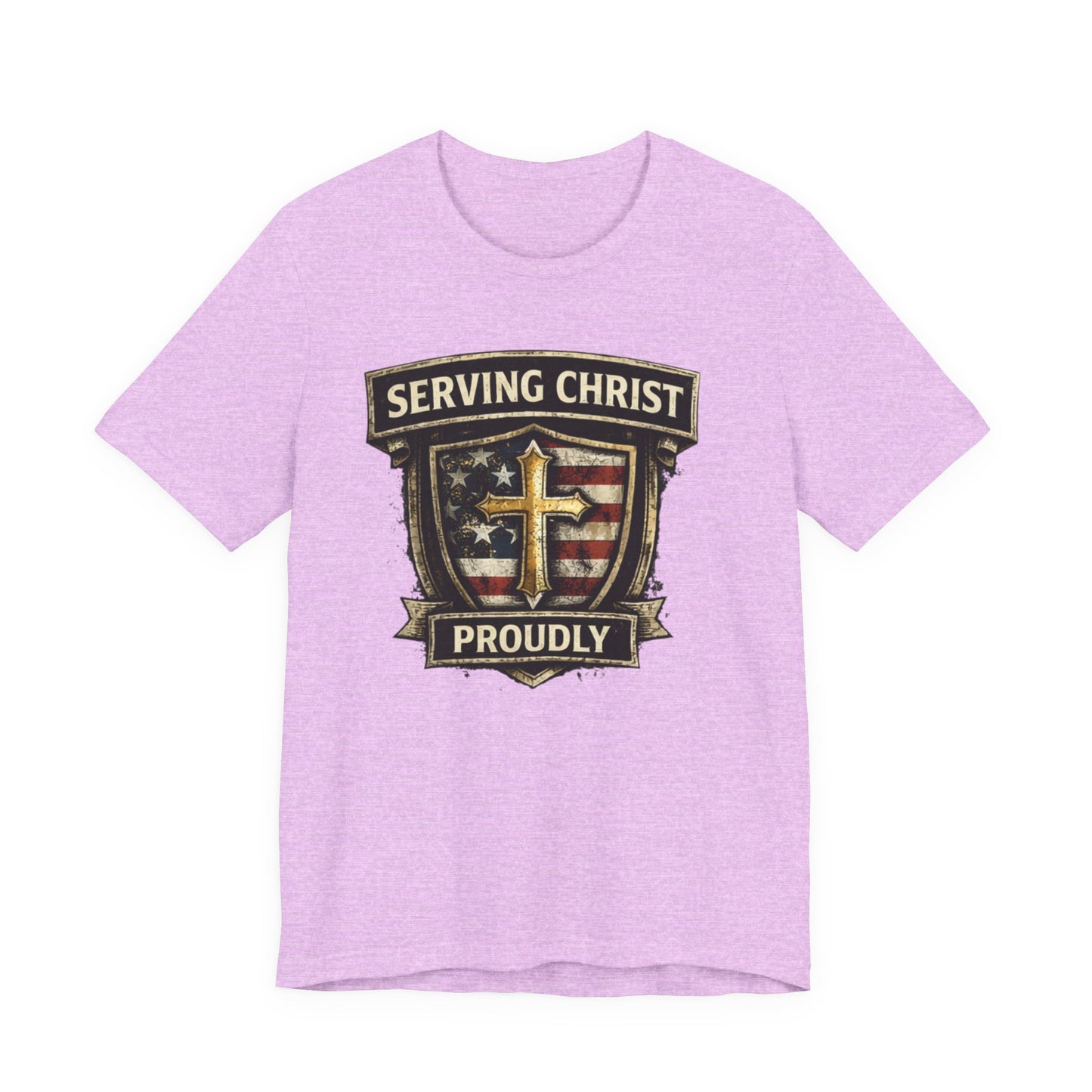 Serving Christ Proudly T-Shirt — Christian Faith Patriotic Tee