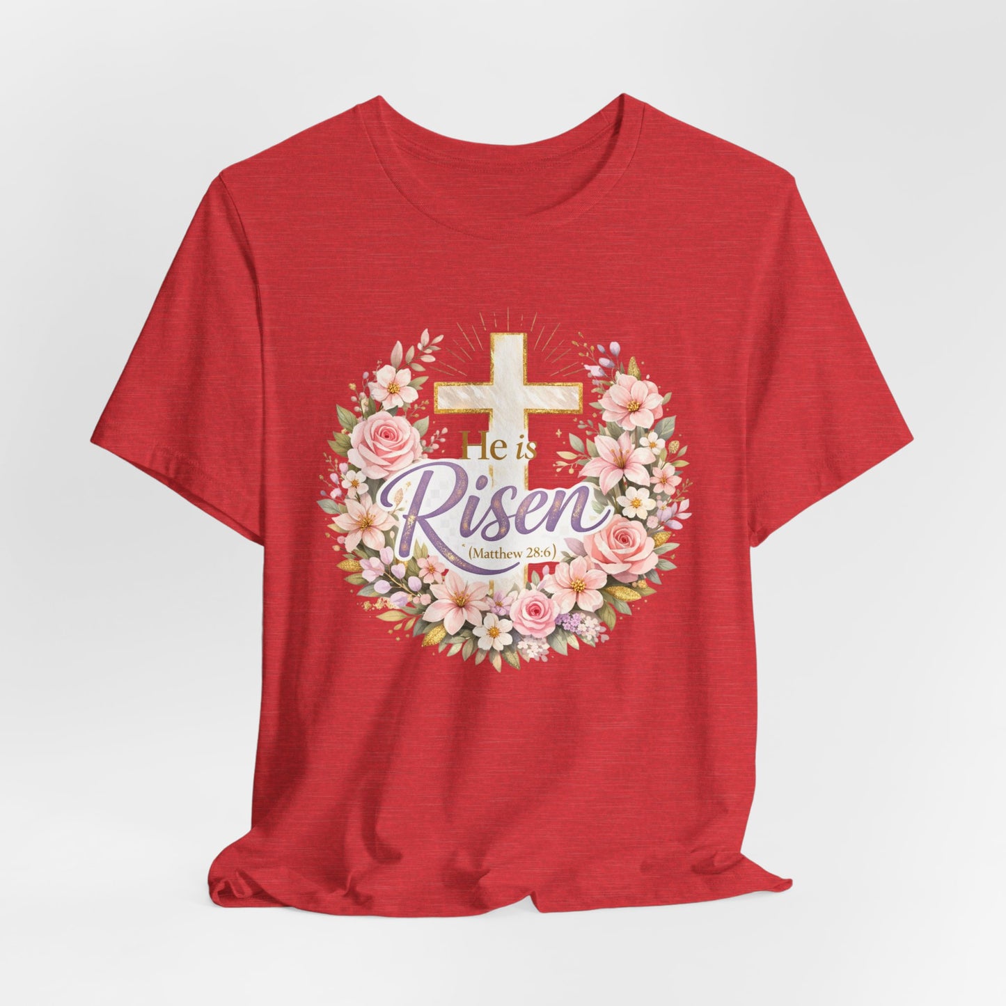He Is Risen Floral Cross T-Shirt