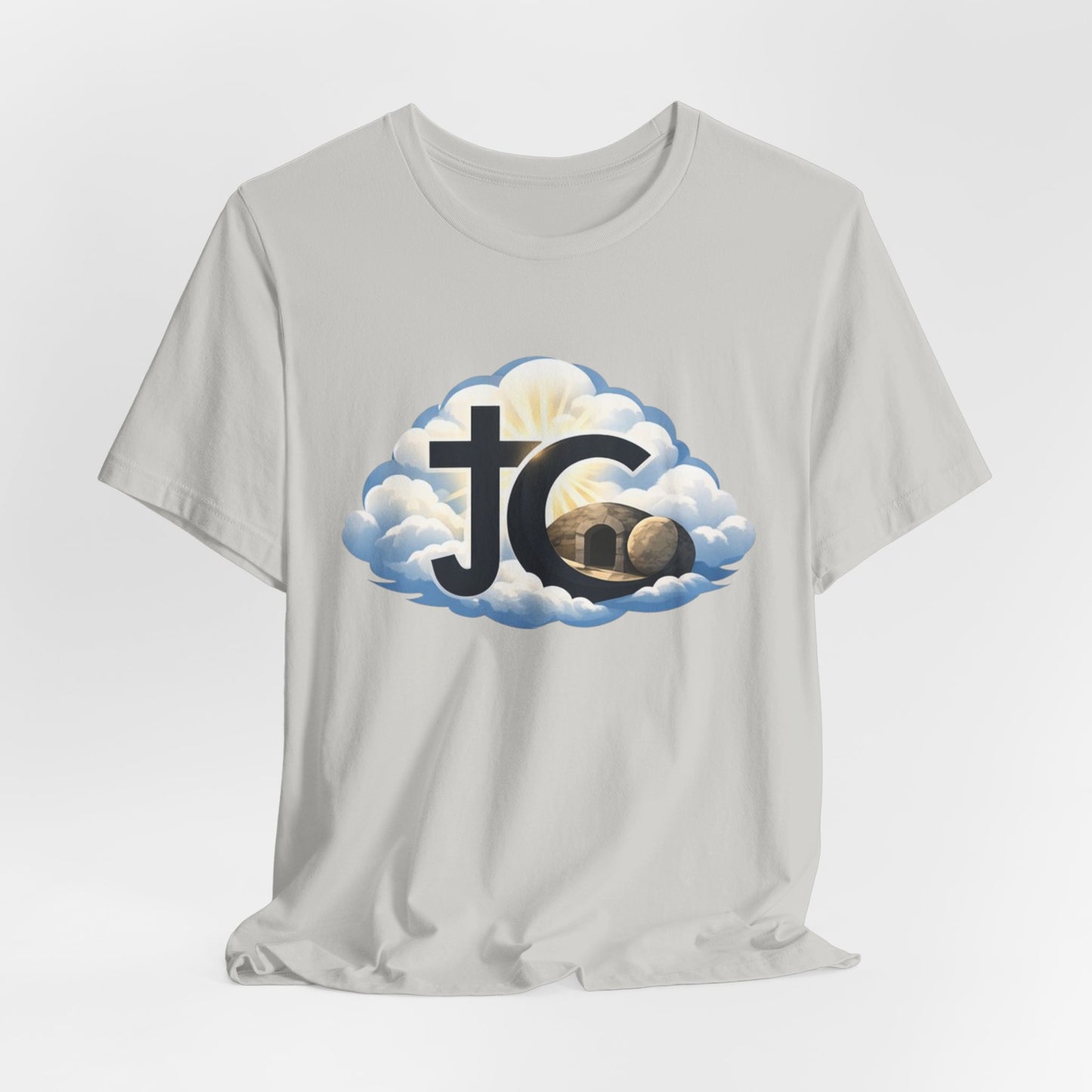 Jesus Christ (JC) Cross Tee — Crucified, Risen & Coming Again