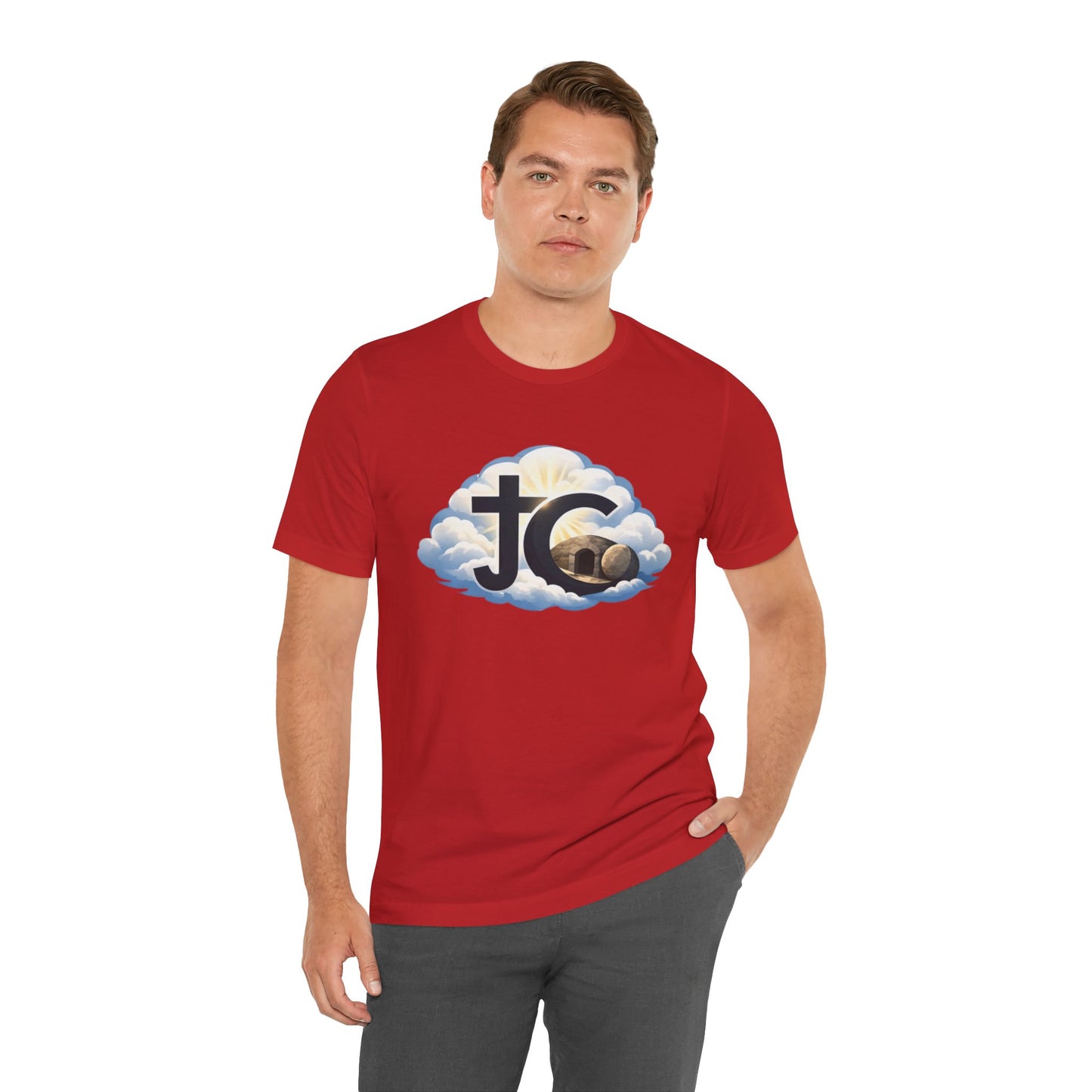 Jesus Christ (JC) Cross Tee — Crucified, Risen & Coming Again