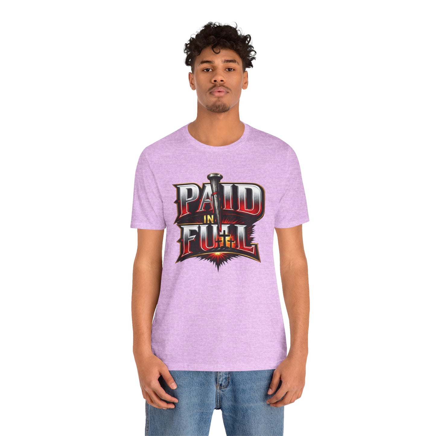 Paid In Full Christian Cross T-Shirt — Nail & Triple Cross Graphic