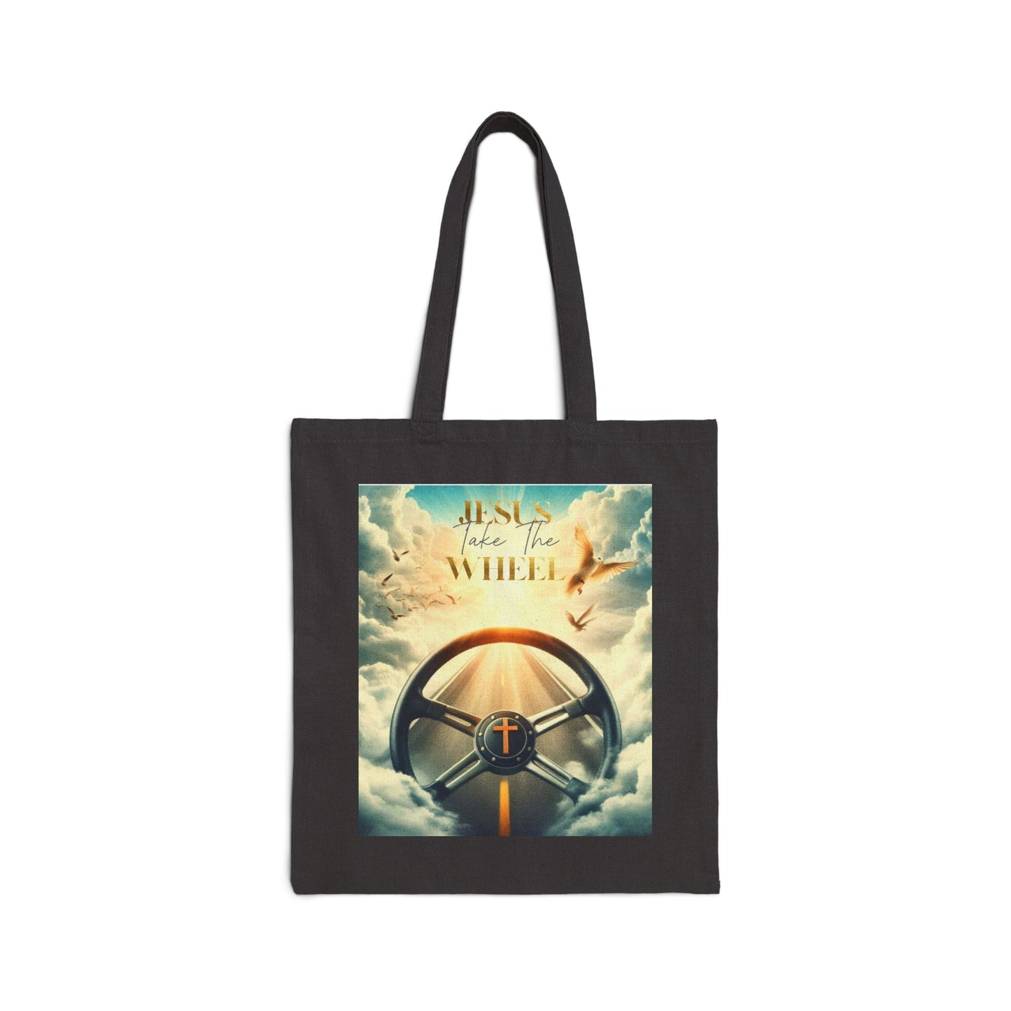 Cotton Canvas Tote Bag "Jesus take the wheel"