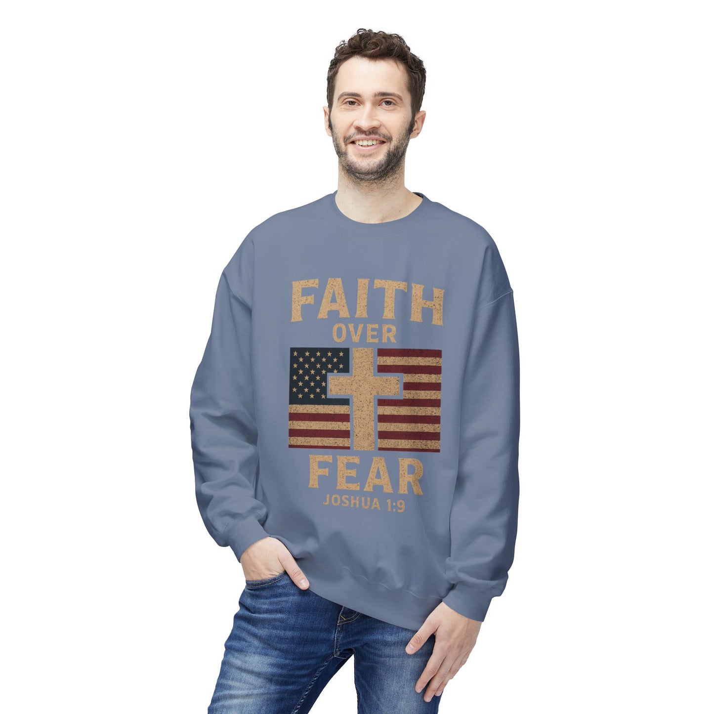 Faith Over Fear Christian Cross Sweatshirt