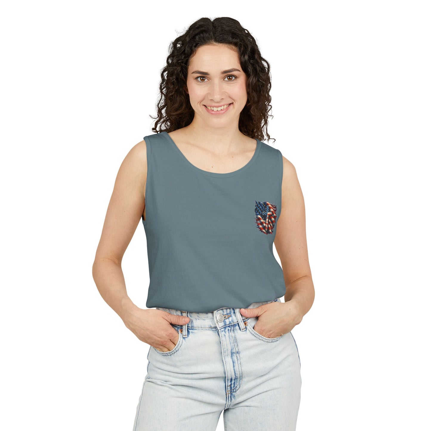 Unisex Garment-Dyed Tank Top "GOD BLESS AMERICA"
