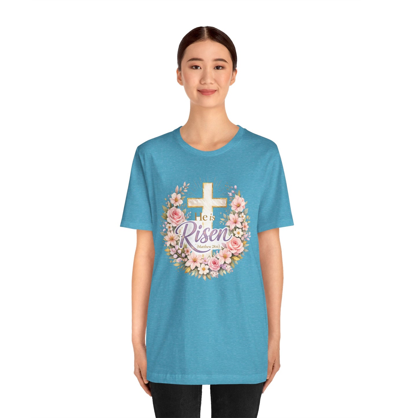 He Is Risen Floral Cross T-Shirt