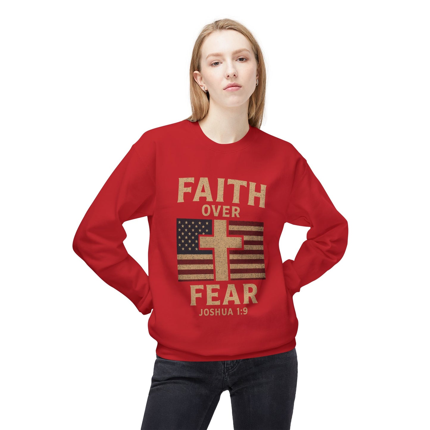 Faith Over Fear Christian Cross Sweatshirt