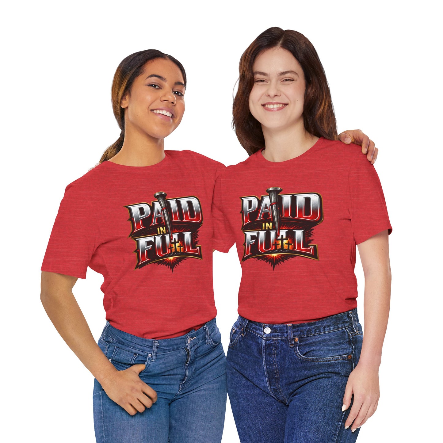 Paid In Full Christian Cross T-Shirt — Nail & Triple Cross Graphic