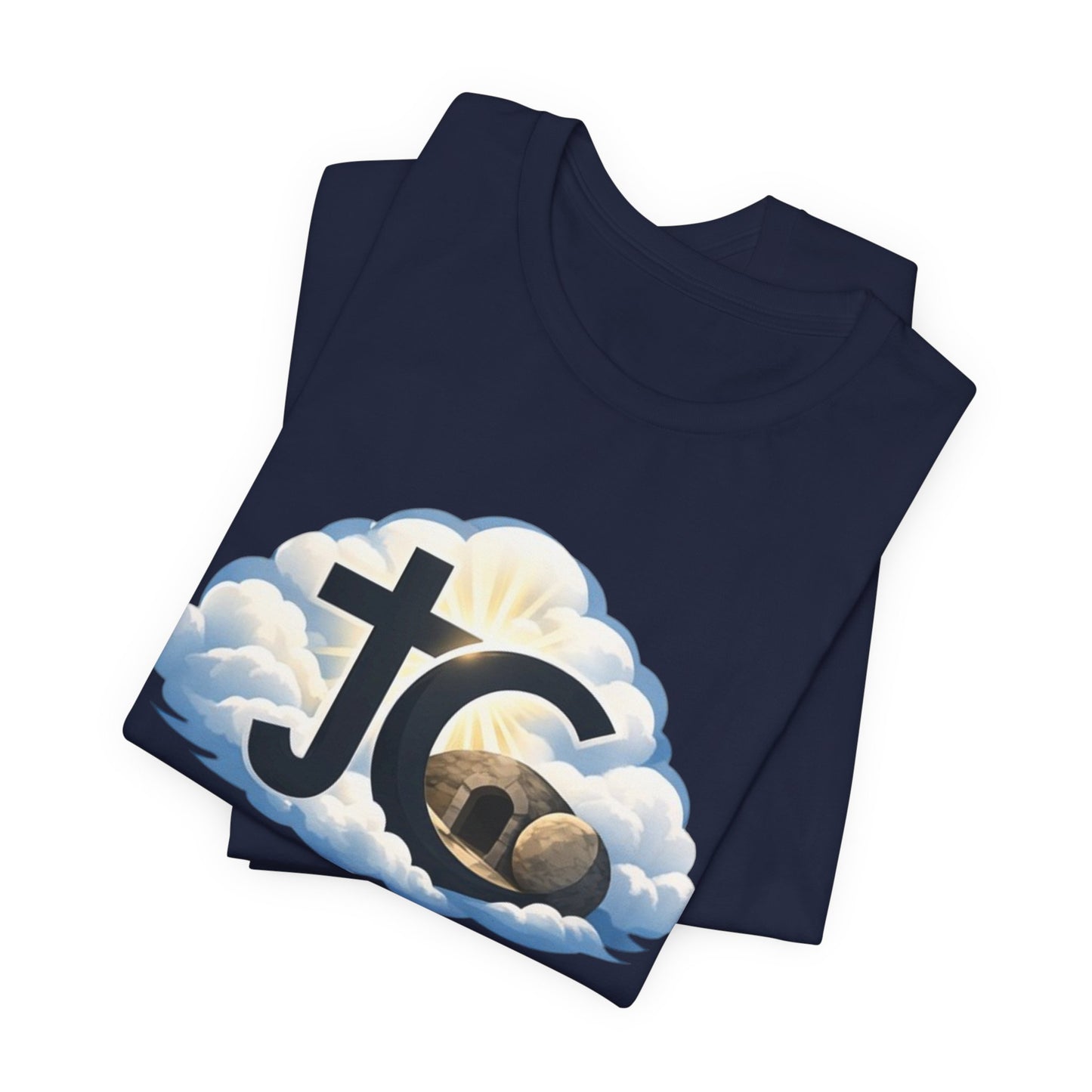 Jesus Christ (JC) Cross Tee — Crucified, Risen & Coming Again