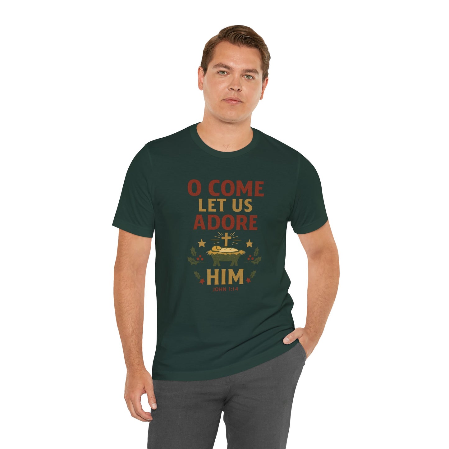 O Come Let Us Adore Him Christmas T-Shirt