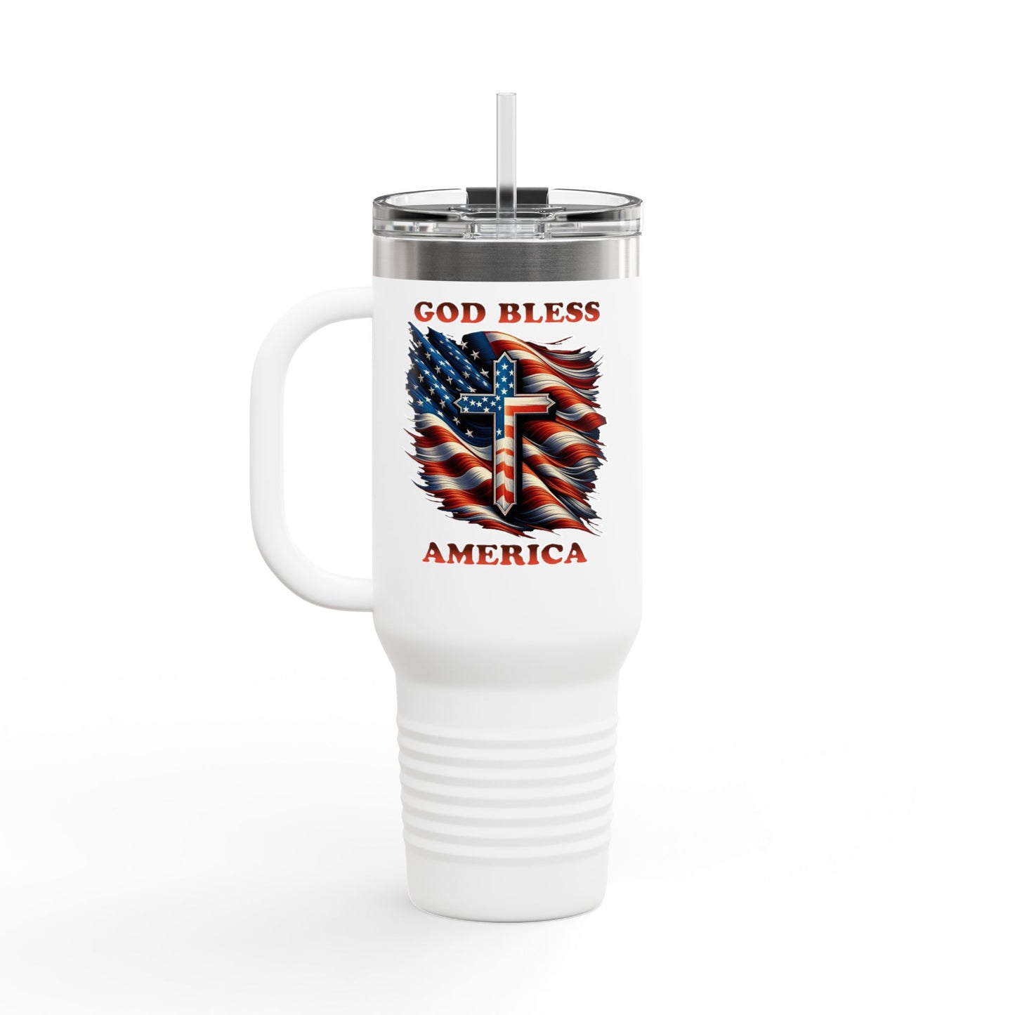 Insulated Travel Mug, 40oz "GOD BLESS AMERICA"