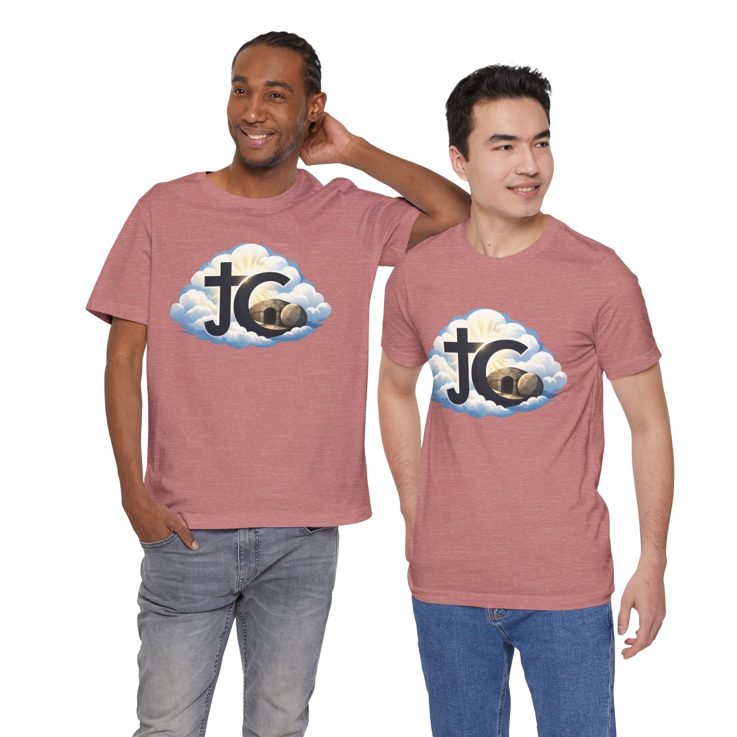 Jesus Christ (JC) Cross Tee — Crucified, Risen & Coming Again