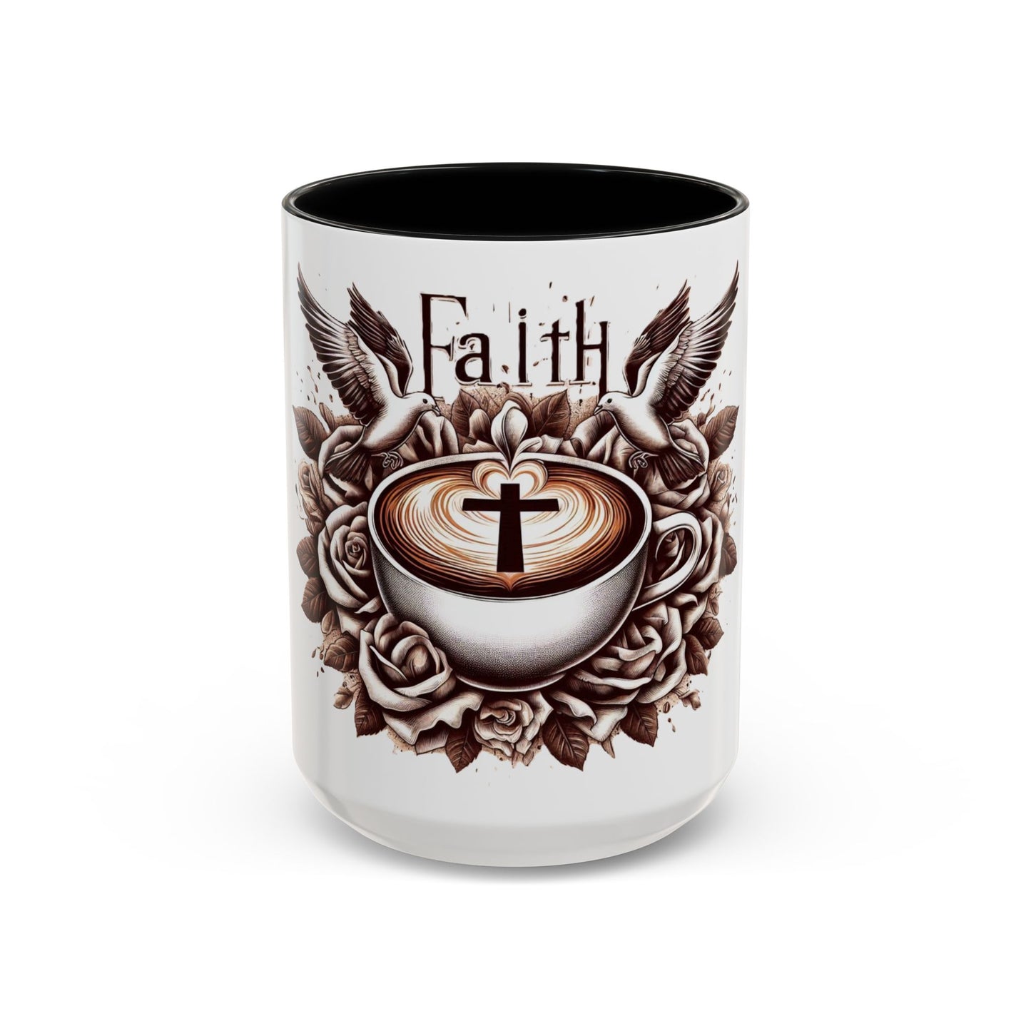 Accent Coffee Mug (11, 15oz) "Faith & Coffee"