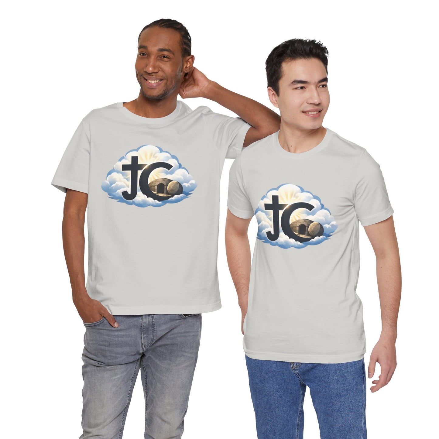 Jesus Christ (JC) Cross Tee — Crucified, Risen & Coming Again