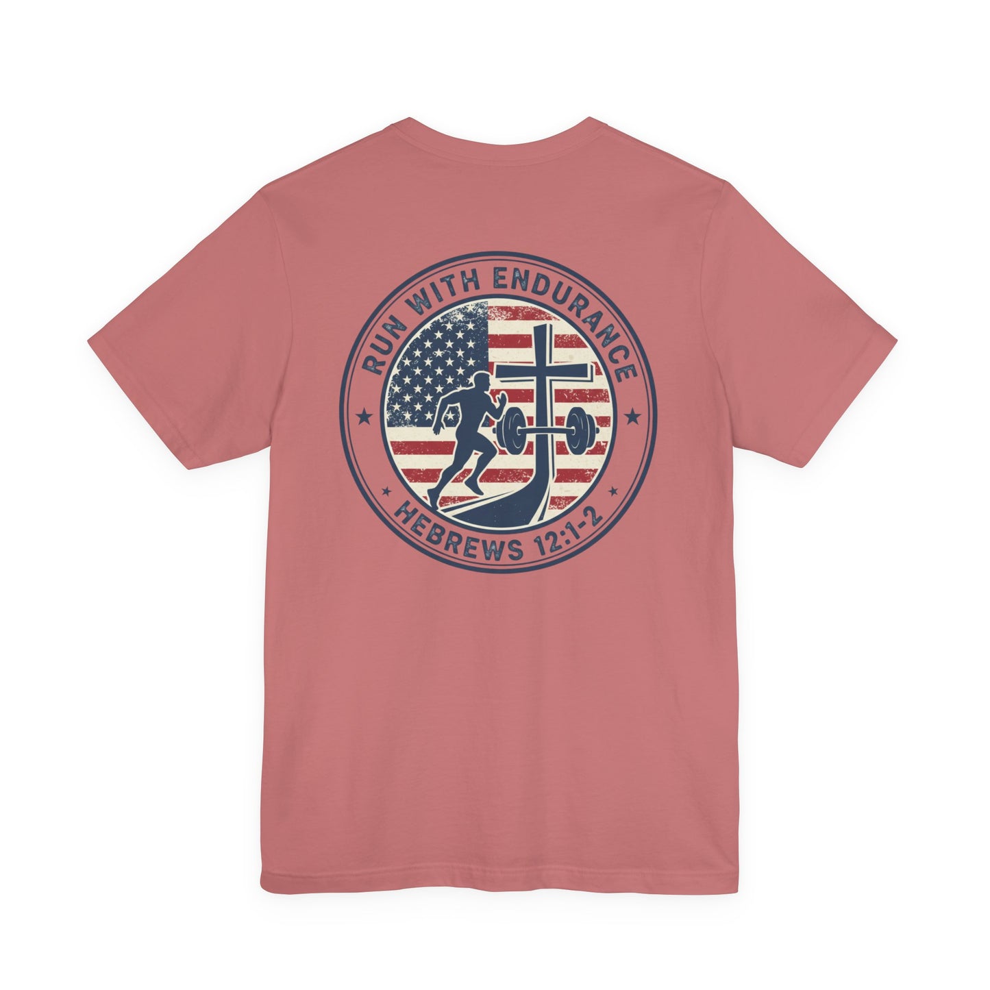 Hebrews 12:1-2 'Run With Endurance' T-Shirt — Inspirational Christian Tee