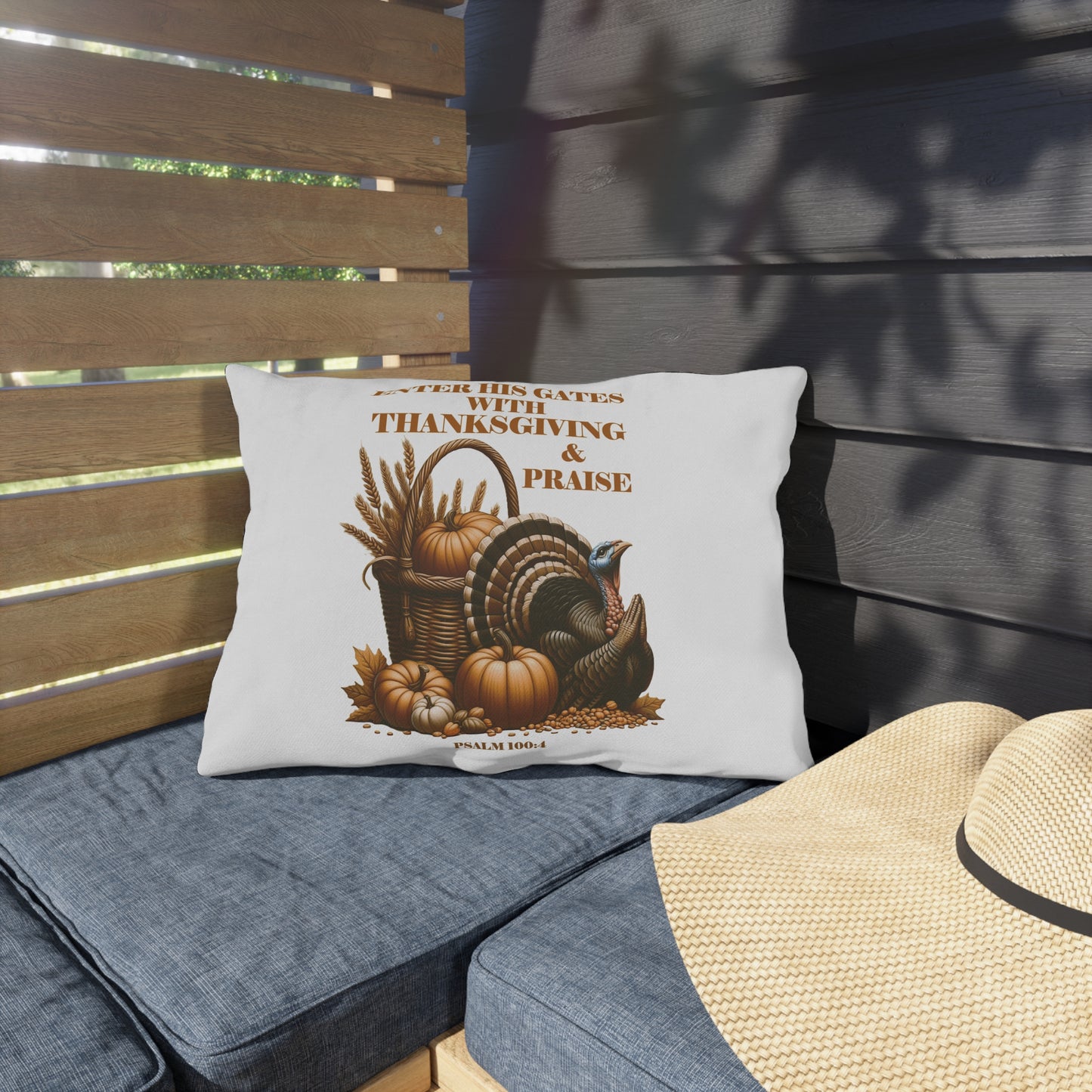 Outdoor Pillows with Bible Verse Psalm 100:4