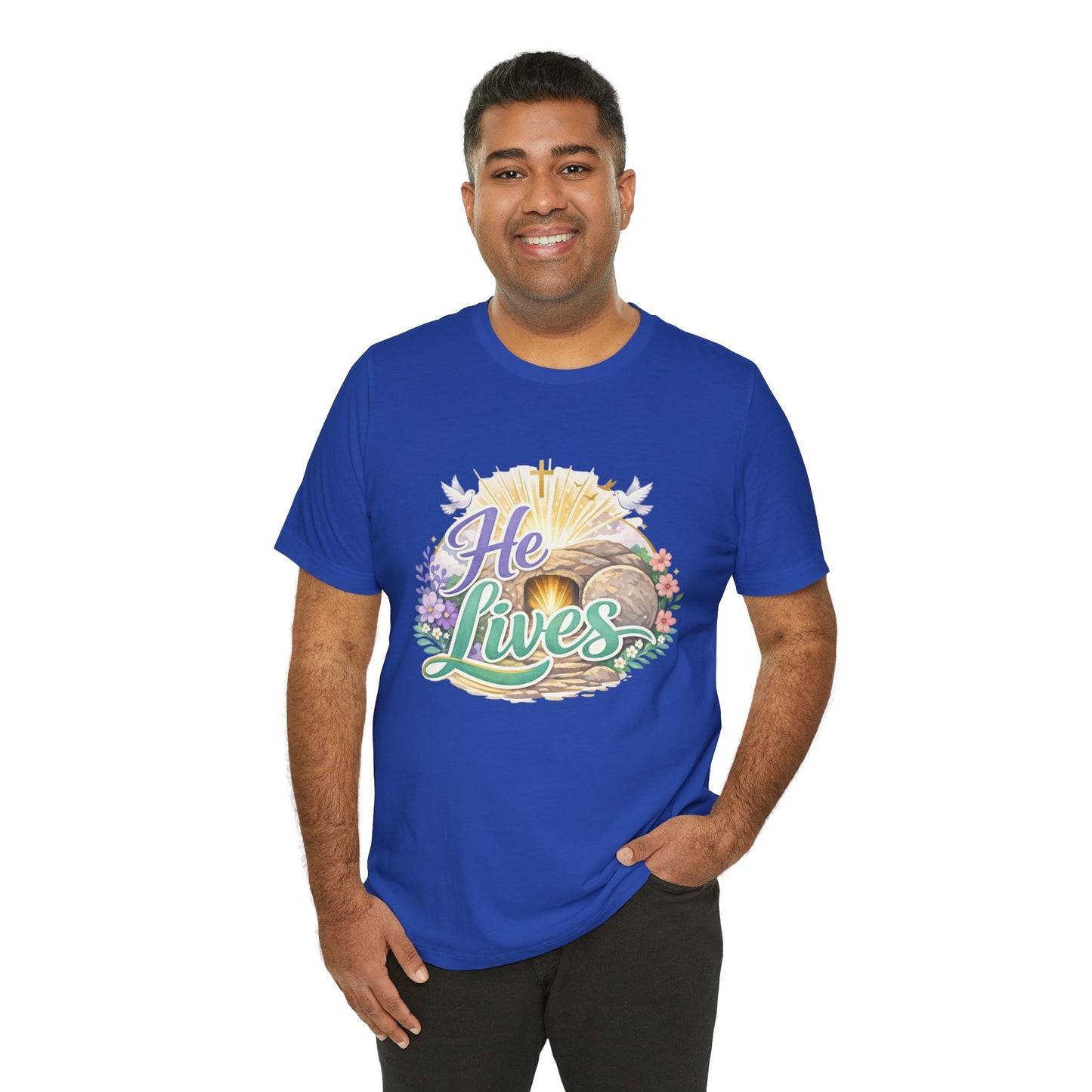 He Lives Jesus Tomb Tee — Christian Easter T‑Shirt
