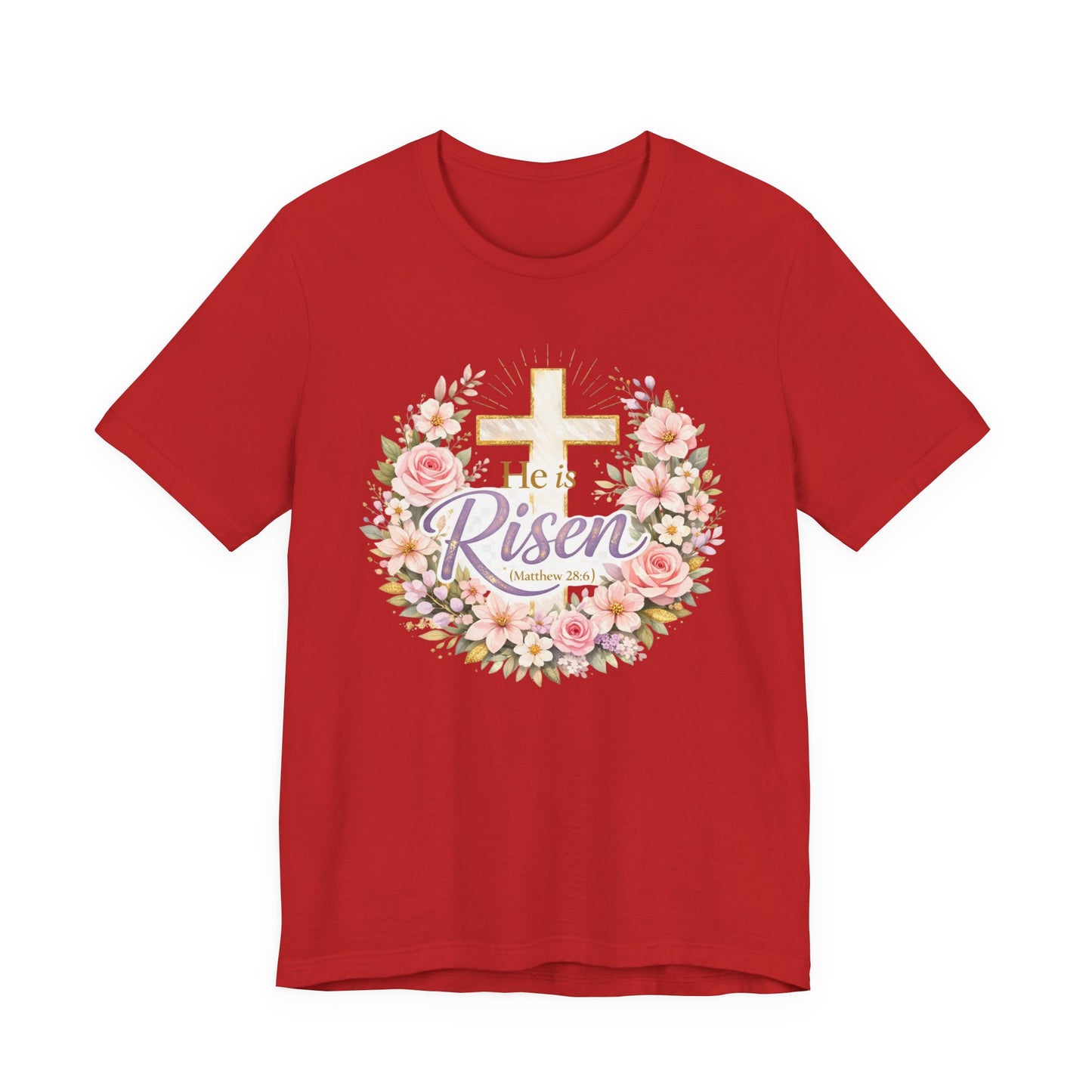 He Is Risen Floral Cross T-Shirt