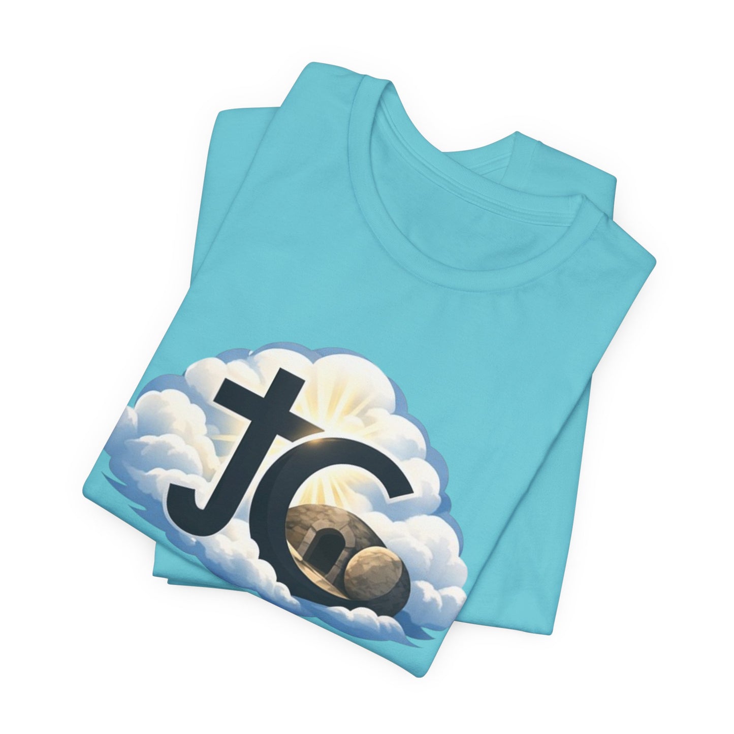 Jesus Christ (JC) Cross Tee — Crucified, Risen & Coming Again