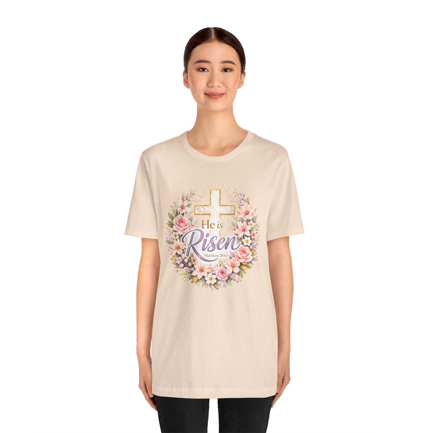 He Is Risen Floral Cross T-Shirt