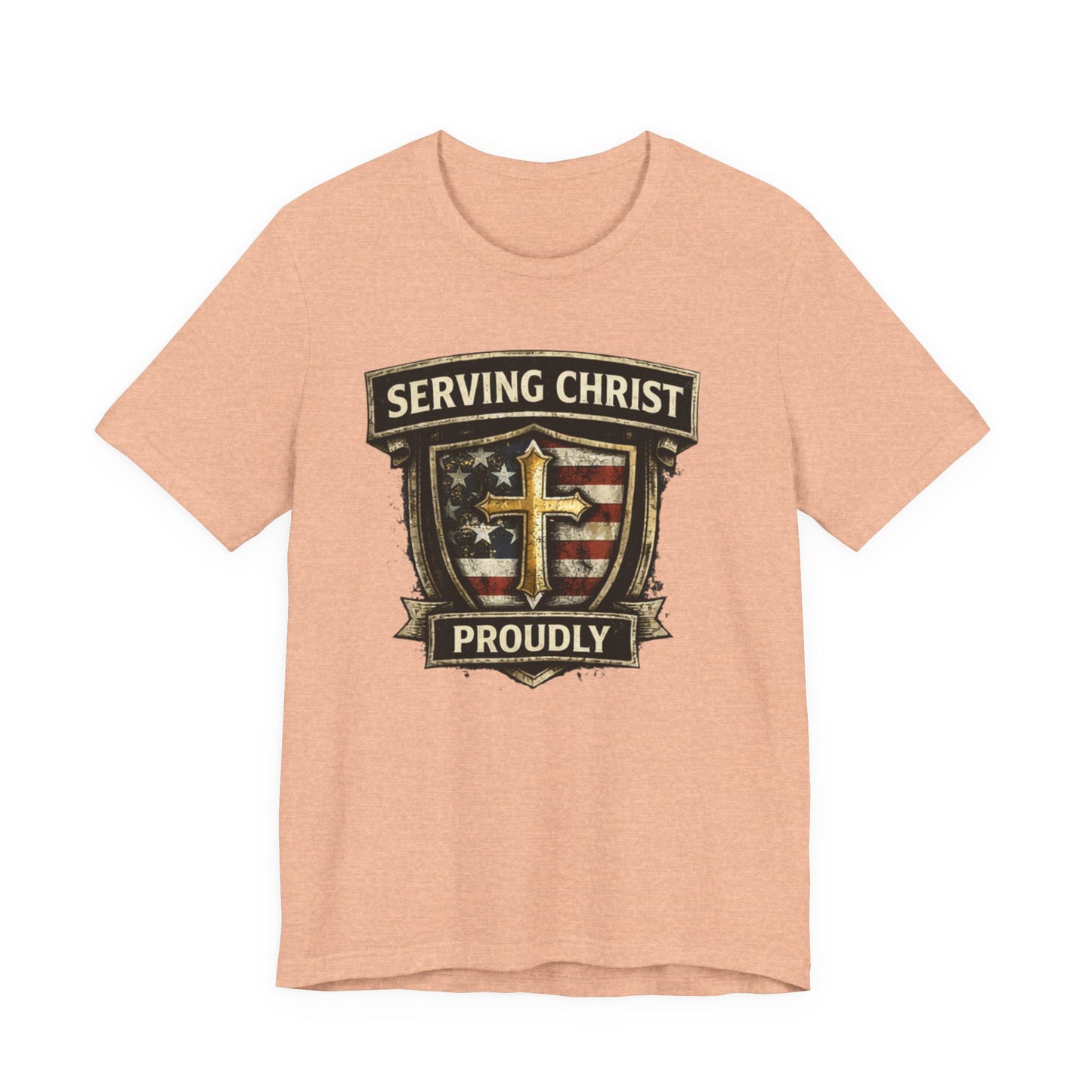Serving Christ Proudly T-Shirt — Christian Faith Patriotic Tee
