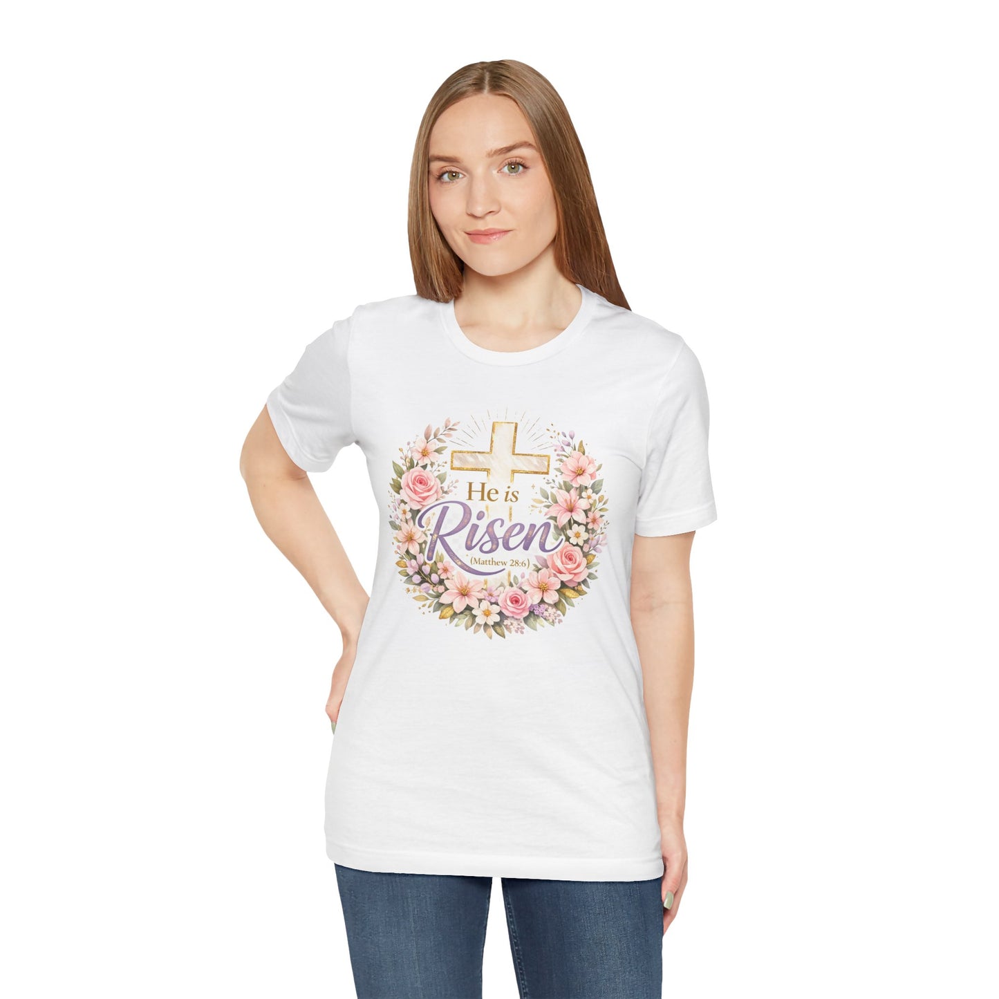 He Is Risen Floral Cross T-Shirt