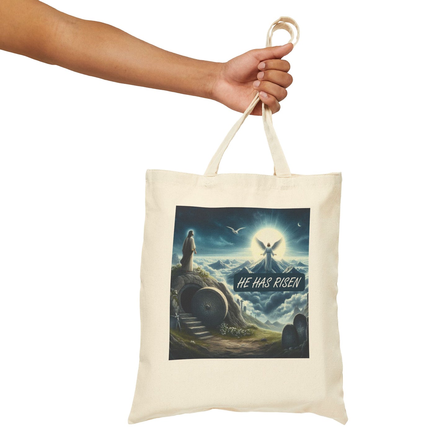 Cotton Canvas Tote Bag "HE HAS RISEN"