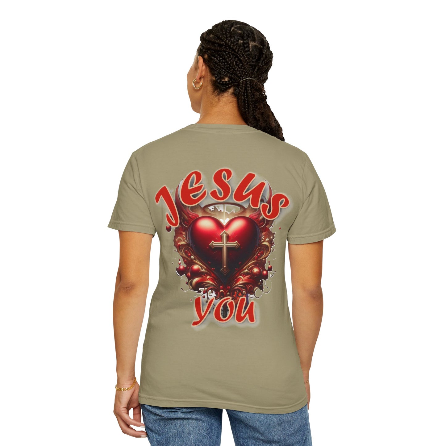 Christian Cross Heart Unisex T-shirt - Jesus Loves You Design