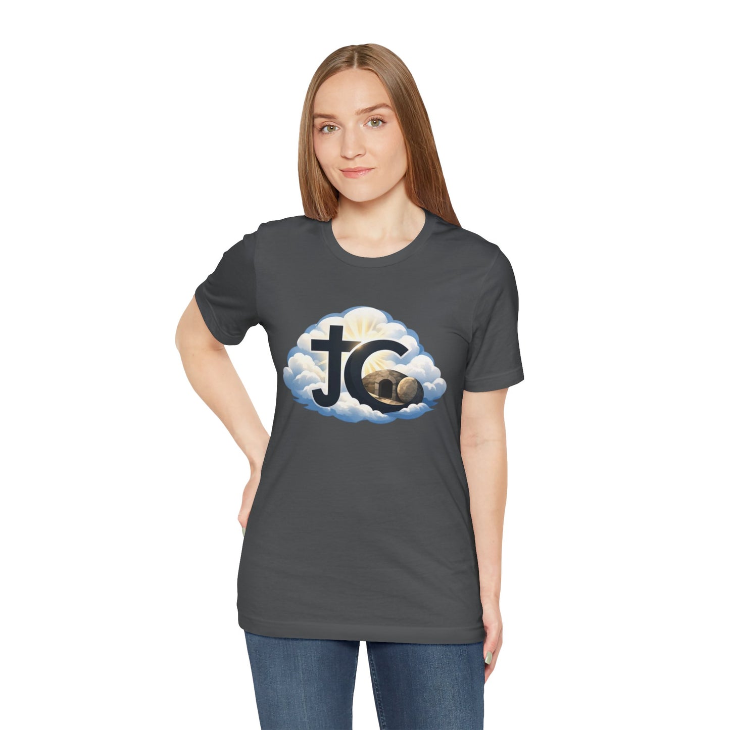 Jesus Christ (JC) Cross Tee — Crucified, Risen & Coming Again