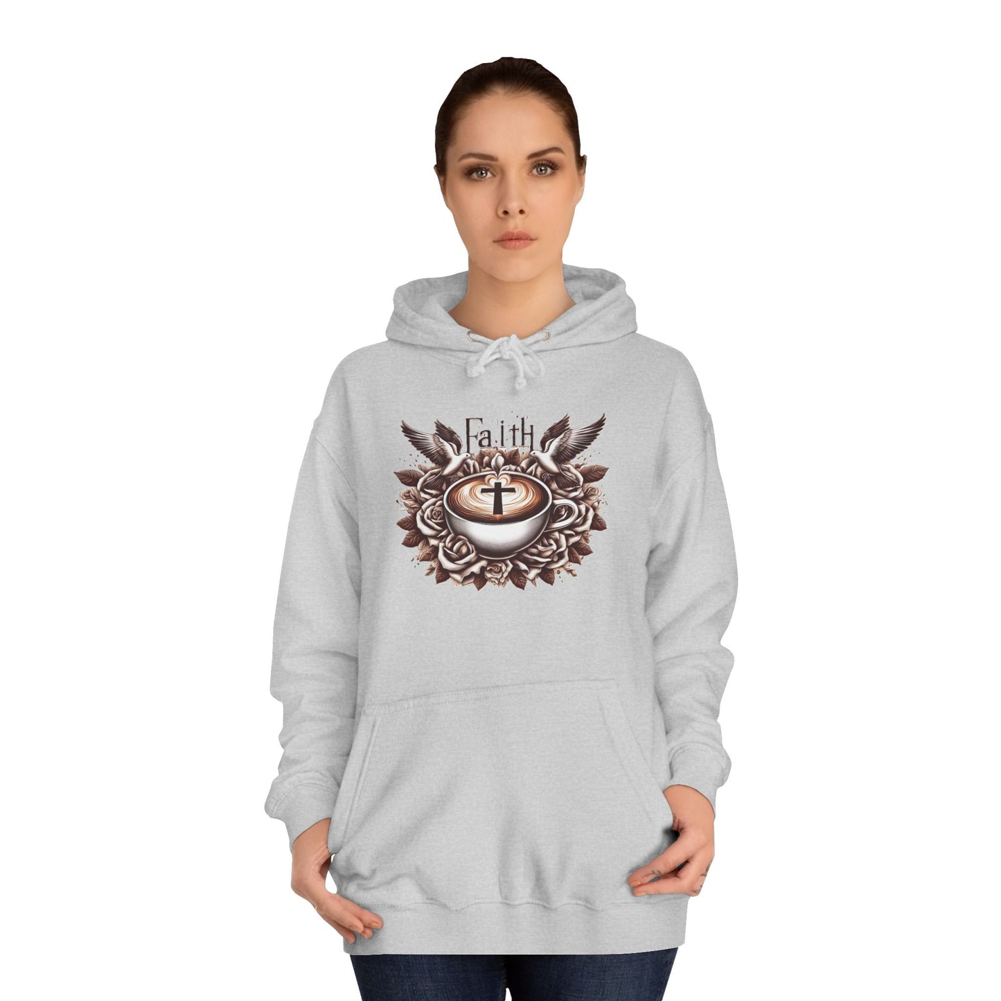Unisex College Hoodie "Faith and Coffee"
