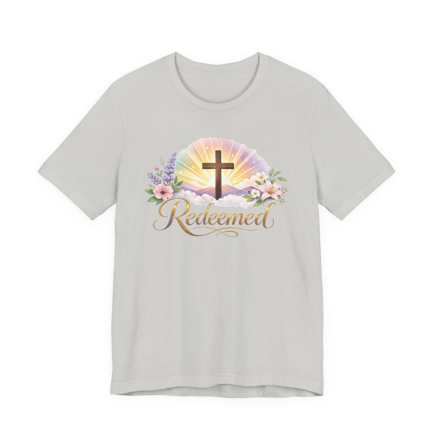 "Redeemed" Cross Floral T-Shirt — Christian Faith Tee