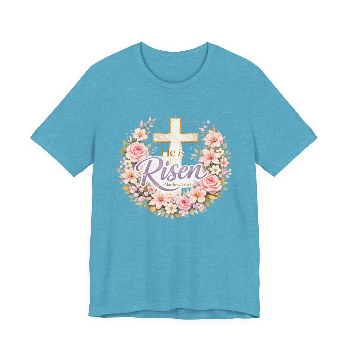 He Is Risen Floral Cross T-Shirt