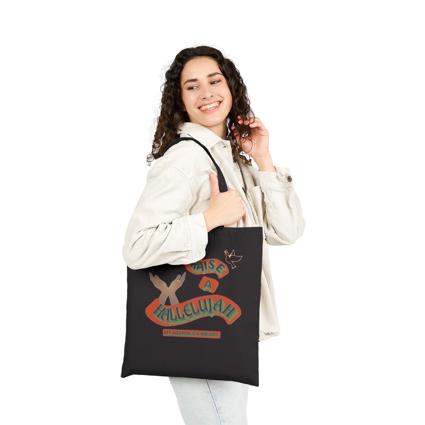 Cotton Canvas Tote Bag "I RAISE A HALLELUJAH"