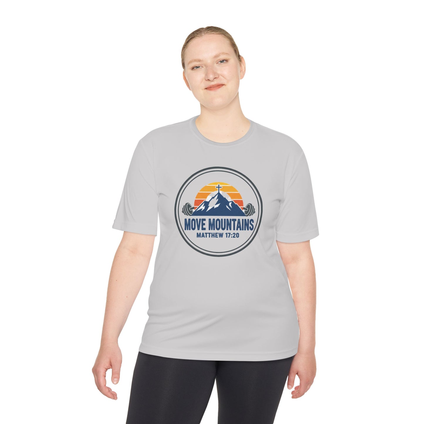 Matthew 17:20 'Move Mountains' Workout Tee — Moisture-Wicking Athletic Shirt