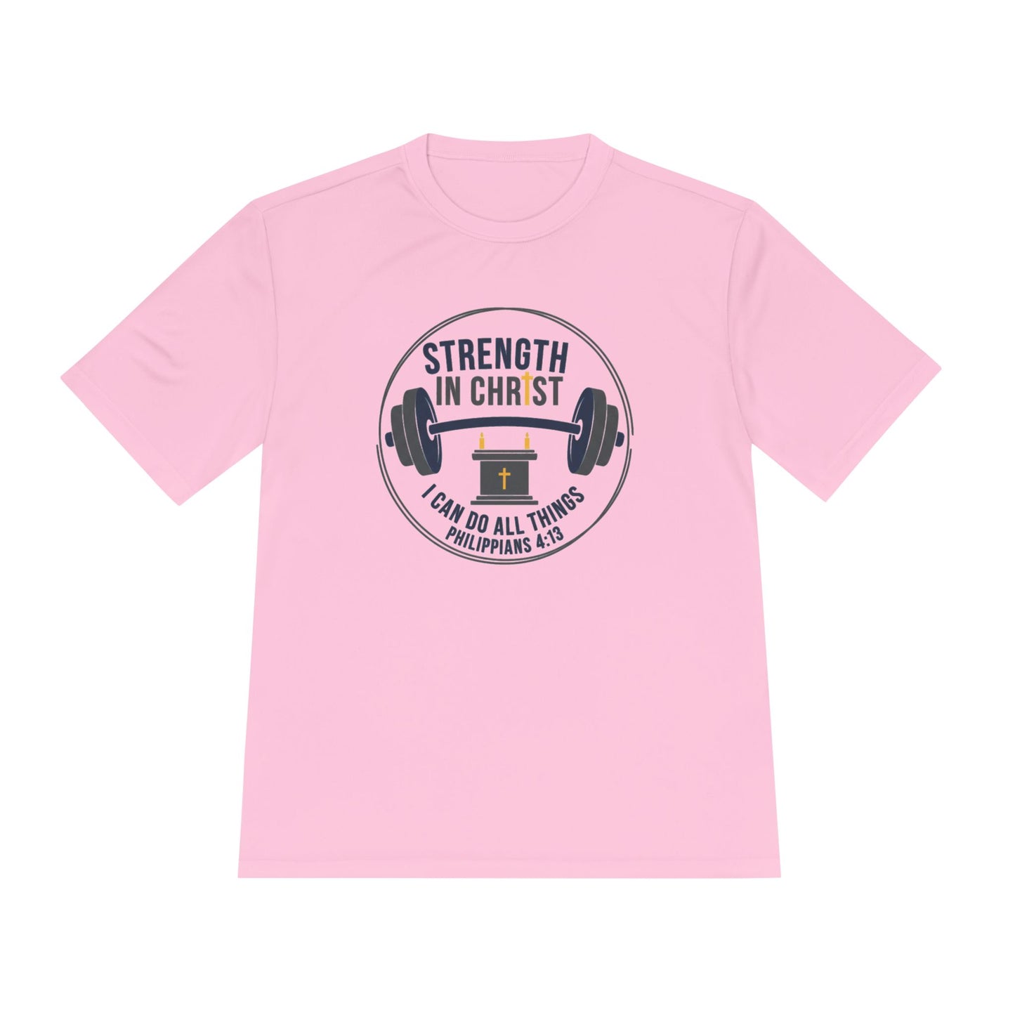 Philippians 4:13 'Strength in Christ' Moisture-Wicking Workout Tee