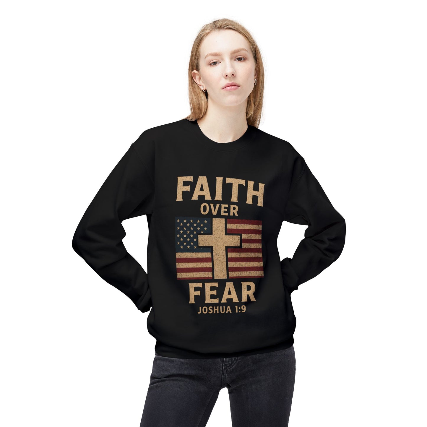 Faith Over Fear Christian Cross Sweatshirt