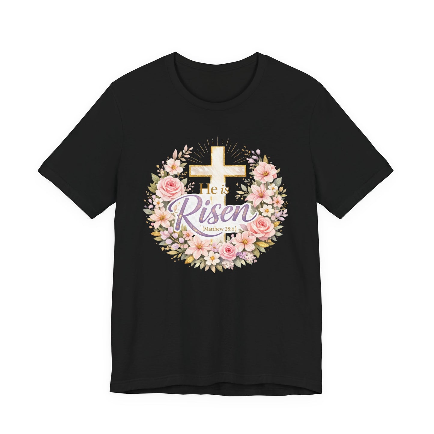 He Is Risen Floral Cross T-Shirt