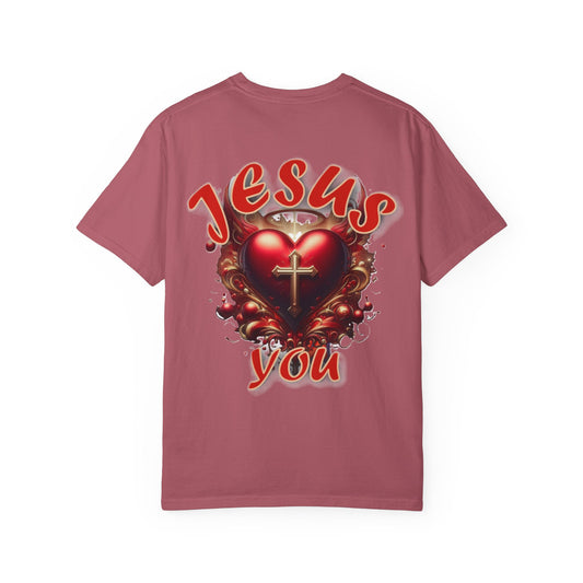 Christian Cross Heart Unisex T-shirt - Jesus Loves You Design