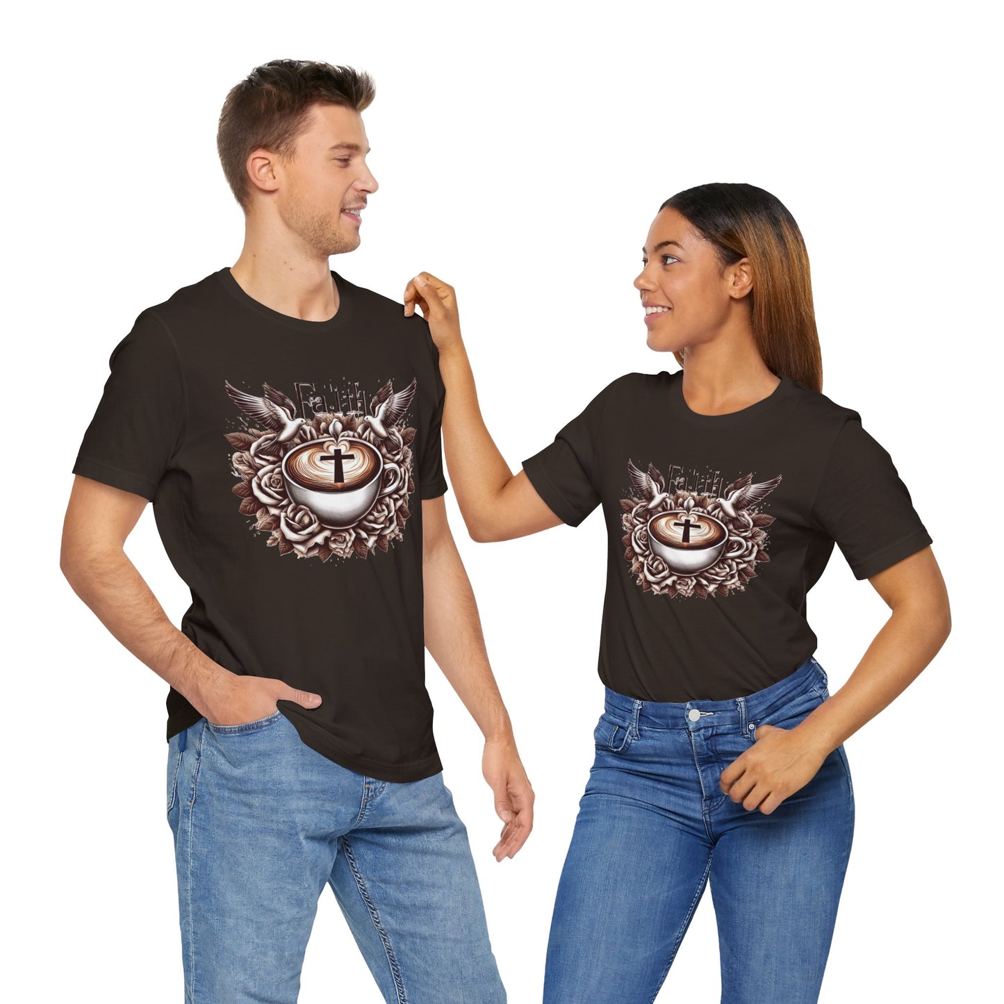 Unisex Jersey Short Sleeve Tee "Faith and Coffee"