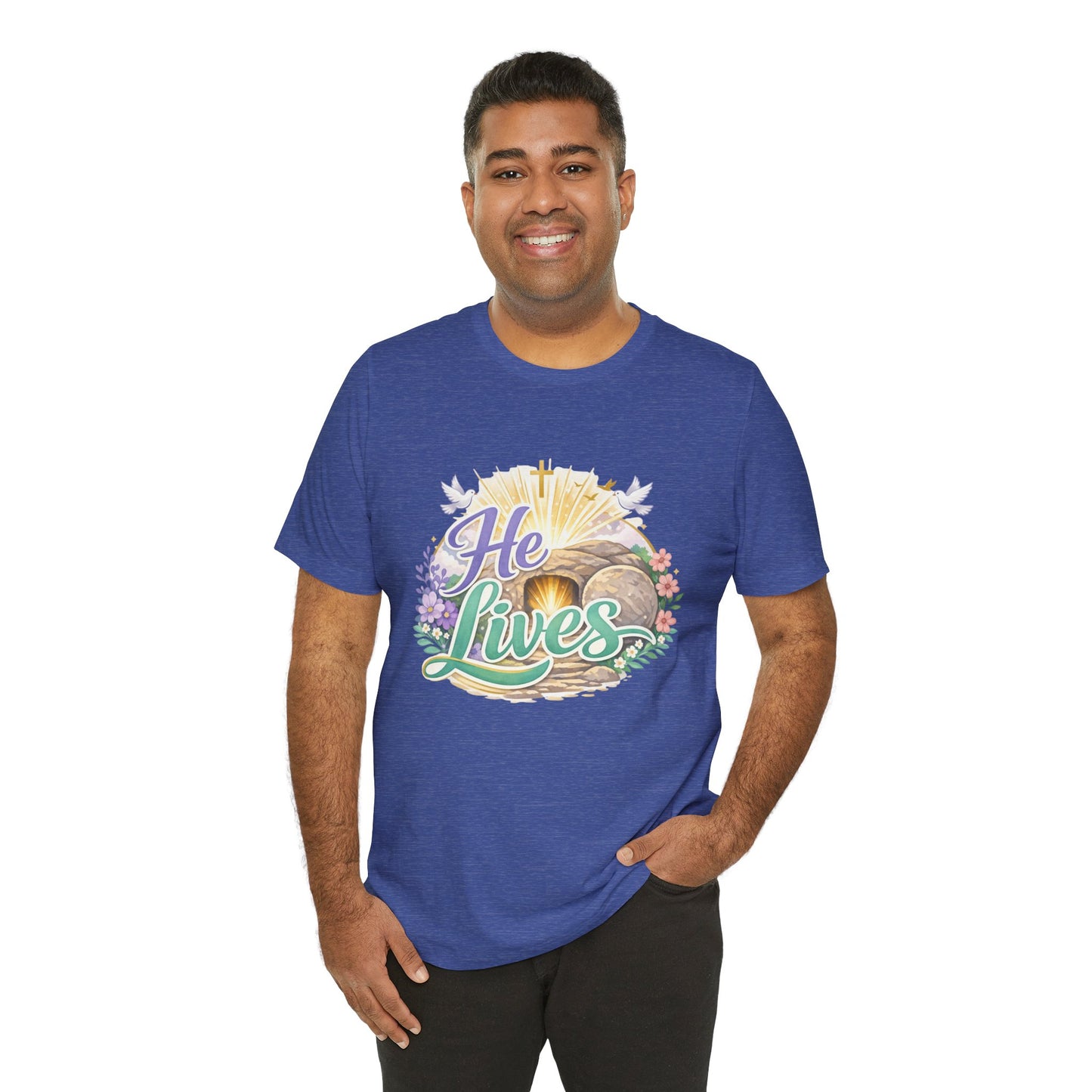 He Lives Jesus Tomb Tee — Christian Easter T‑Shirt