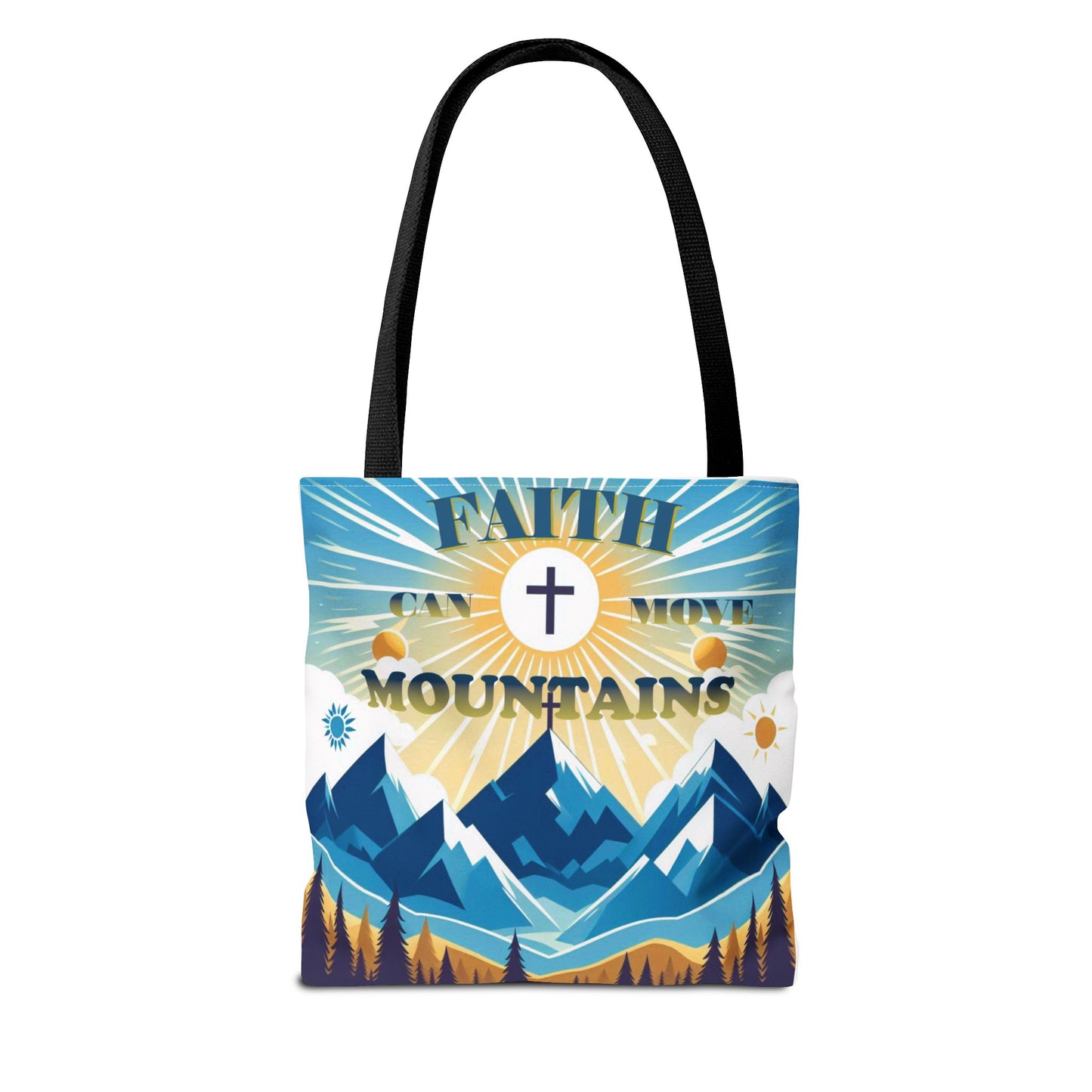 "FAITH CAN MOVE MOUNTAINS" Tote Bag (AOP)