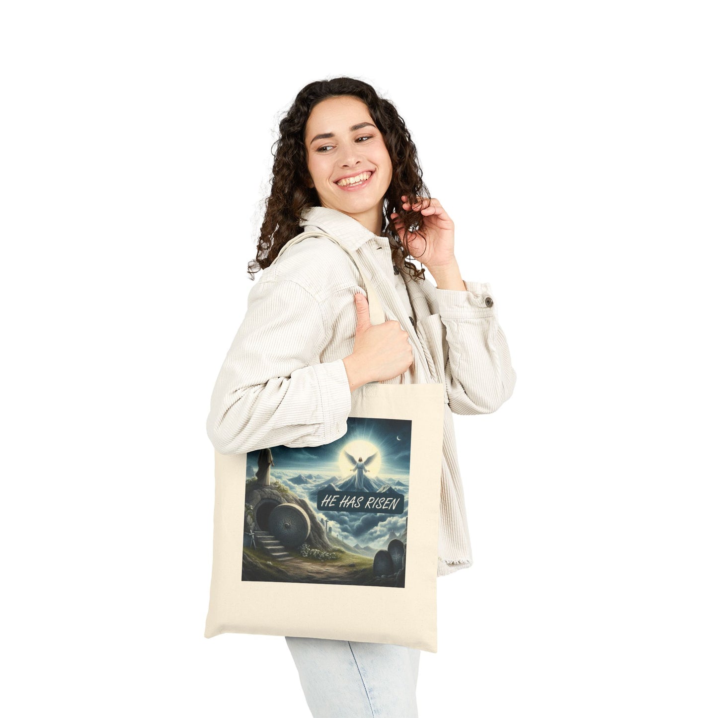 Cotton Canvas Tote Bag "HE HAS RISEN"