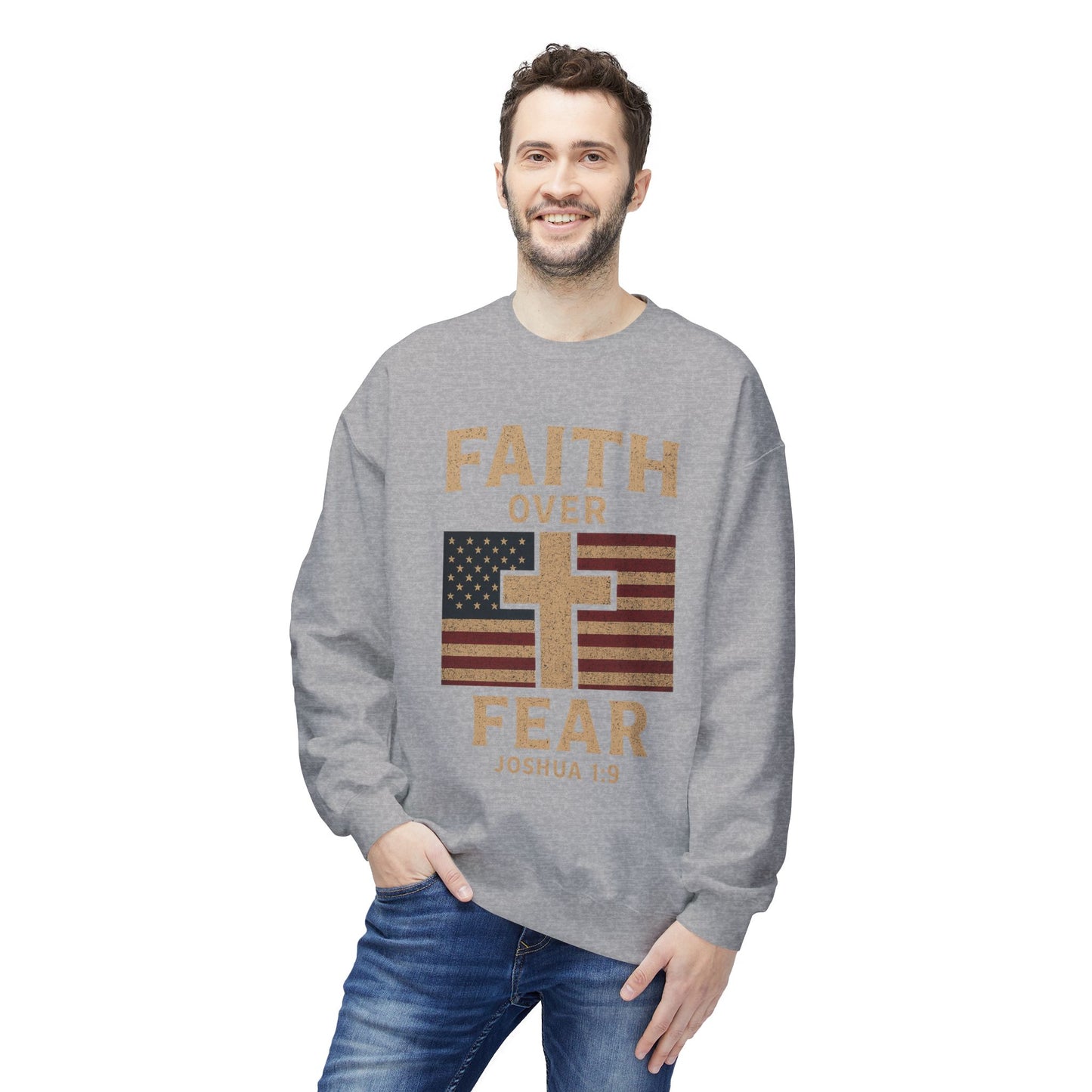 Faith Over Fear Christian Cross Sweatshirt