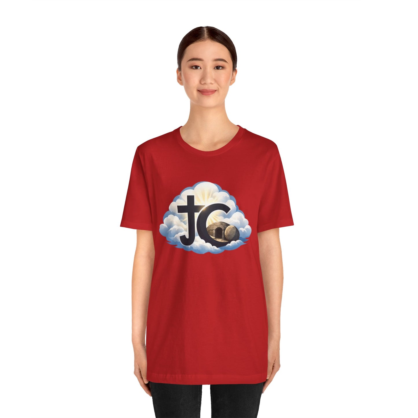 Jesus Christ (JC) Cross Tee — Crucified, Risen & Coming Again